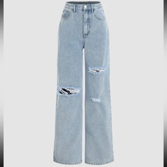 Cider | NWT Blue Denim Basic Ripped Distressed High Waist 5 Pocket Jeans XS - Picture 5 of 14